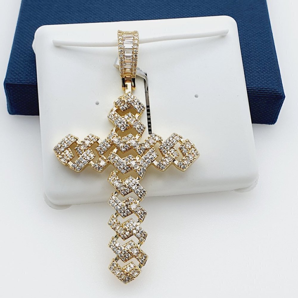 "14K Gold Plated Cubic Zircon Pendant, EVBRS586